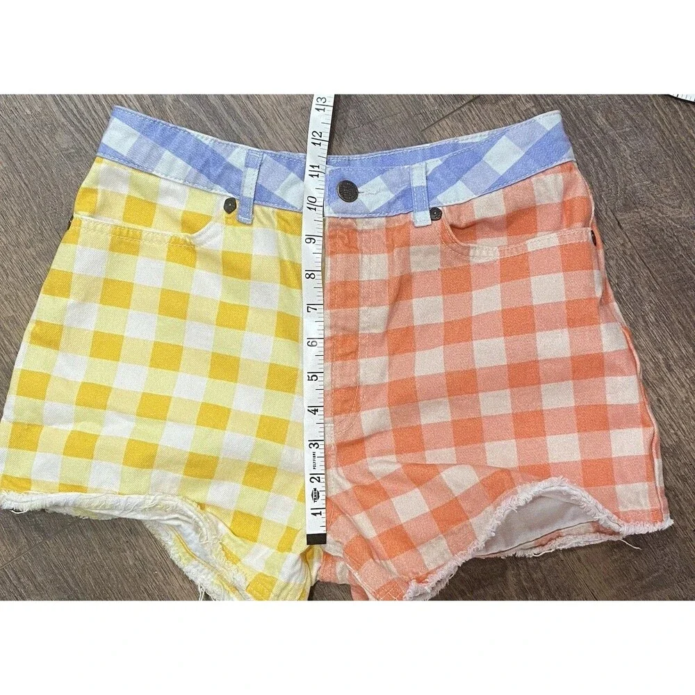 Anthropologie FARM RIO Gingham Cutoff Raw Denim Shorts Womens Small Multicolor - Picture 4 of 9